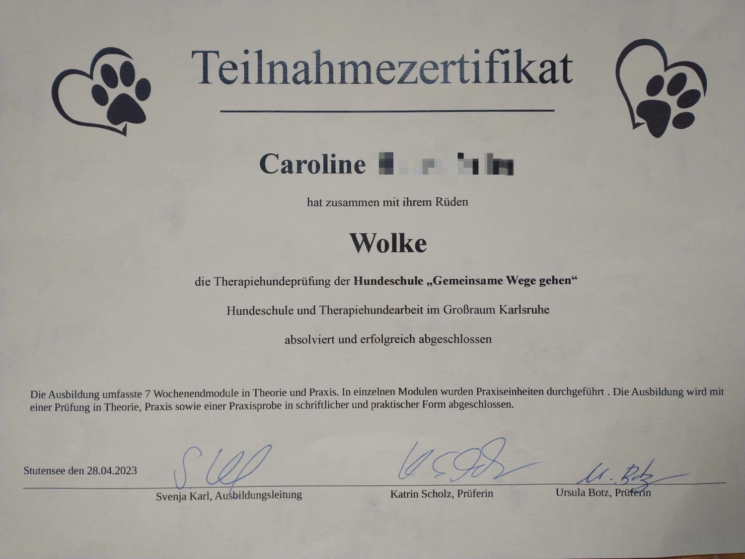 SOUL TO HELP ANIMALS e. V. - Tierschutzverein - Zertifikat